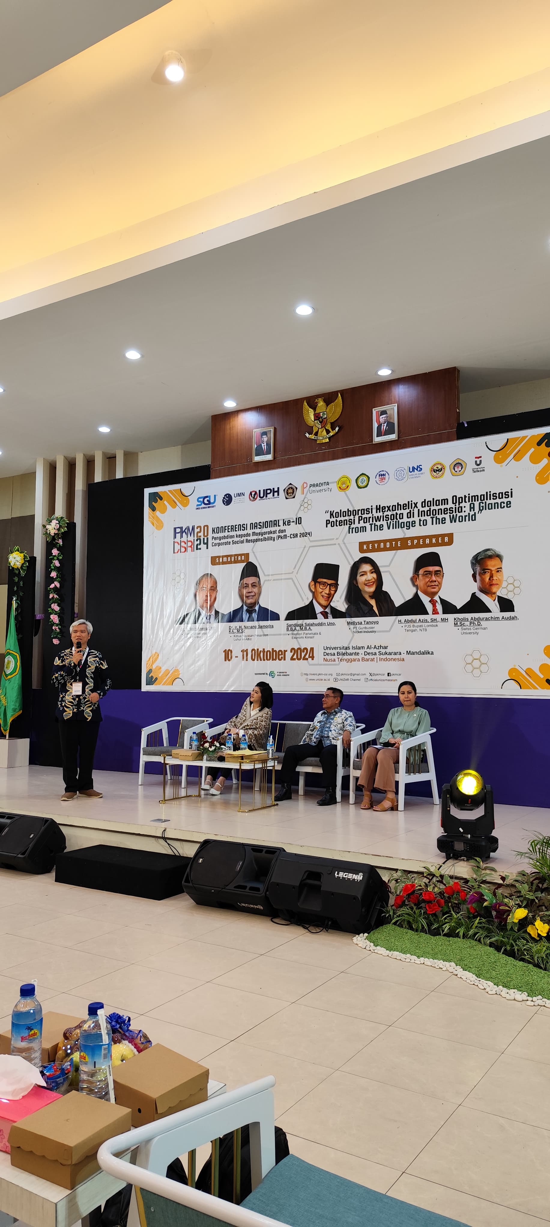 Dr. Audah delivering keynote at 10th National PKM CSR Conference, Lombok, October 2024